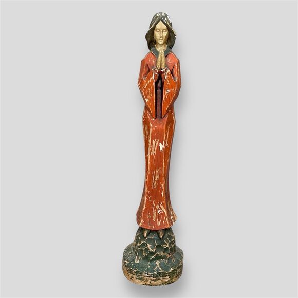 Southern Living Santos Angel Praying Madonna Figurine Sculpture Rustic Decor VTG - Picture 1 of 11